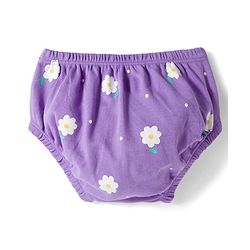 Babyhug Single Jersey Knit Half Sleeves Frock With Bloomers With Floral Print - Lavender