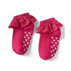 Cute Walk By Babyhug Cotton Knit Anti Bacterial Ankle Length Socks With Lace Detailing & Heart Design Pack Of 3 - Multi Colour