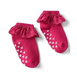 Cute Walk By Babyhug Cotton Knit Anti Bacterial Ankle Length Socks With Lace Detailing & Heart Design Pack Of 3 - Multi Colour
