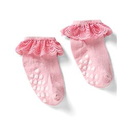 Cute Walk By Babyhug Cotton Knit Anti Bacterial Ankle Length Socks With Lace Detailing & Heart Design Pack Of 3 - Multi Colour