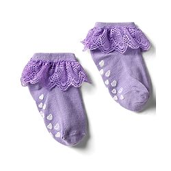 Cute Walk By Babyhug Cotton Knit Anti Bacterial Ankle Length Socks With Lace Detailing & Heart Design Pack Of 3 - Multi Colour