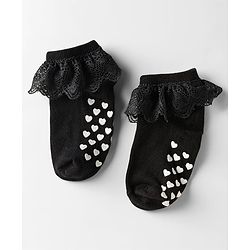 Cute Walk by Babyhug Knit Anti-Bacterial Ankle Length Socks with Frill Design Pack of 3 - Black Red & Pink