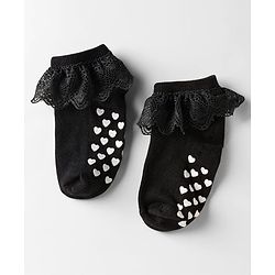 Cute Walk by Babyhug Knit Anti-Bacterial Ankle Length Socks with Frill Design Pack of 3 - Black Red & Pink