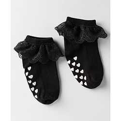 Cute Walk by Babyhug Knit Anti-Bacterial Ankle Length Socks with Frill Design Pack of 3 - Black Red & Pink