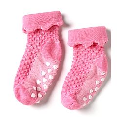 Cute Walk by Babyhug Knit Ankle Length Anti Skid Anti Bacterial Socks with Cable Knit Design Pack of 3 - Pink Light Blue & Grey