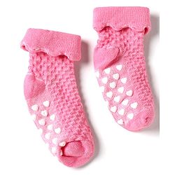 Cute Walk by Babyhug Knit Ankle Length Anti Skid Anti Bacterial Socks with Cable Knit Design Pack of 3 - Pink Light Blue & Grey