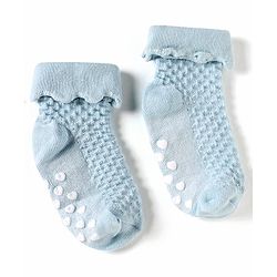 Cute Walk by Babyhug Knit Ankle Length Anti Skid Anti Bacterial Socks with Cable Knit Design Pack of 3 - Pink Light Blue & Grey