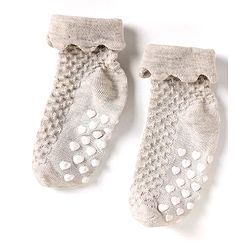 Cute Walk by Babyhug Knit Ankle Length Anti Skid Anti Bacterial Socks with Cable Knit Design Pack of 3 - Pink Light Blue & Grey