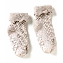 Cute Walk by Babyhug Knit Ankle Length Anti Skid Anti Bacterial Socks with Cable Knit Design Pack of 3 - Pink Light Blue & Grey