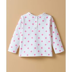 Babyhug Cotton Woven Frock & Full Sleeves Inner Tee With Floral Print & Bunny Embroidery - Blue & White