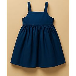 Babyhug Cotton Woven Frock & Full Sleeves Inner Tee With Floral Print & Bunny Embroidery - Blue & White