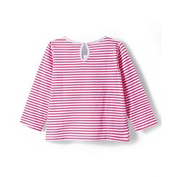 Babyhug Cotton Woven Frock with Full Sleeves Striped Tee & Cherry Embroidery - Navy Blue