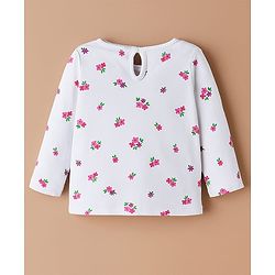 Babyhug Cotton Woven Frock & Full Sleeves Inner Tee With Floral Print & Embroidery - Navy Blue & White