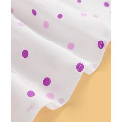 Babyhug Cotton Woven Frock With Half Sleeves  Shrug & Polka Dot & Bow Applique - White