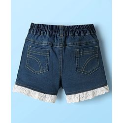 Babyhug Cotton Woven Sleeveless Top & Denim Shorts Set with Strawberry Print - White & Blue