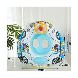 Babyhug Inflatable Swimming Ring - Blue| For 3+ years Boys & Girls| Durable Vinyl Pool Float| Swimming Ride On with Steering Wheel