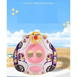 Babyhug Inflatable Swimming Ring - Blue| For 3+ years Boys & Girls| Durable Vinyl Pool Float| Swimming Ride On with Steering Wheel