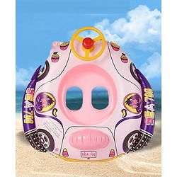 Babyhug Inflatable Swimming Ring - Blue| For 3+ years Boys & Girls| Durable Vinyl Pool Float| Swimming Ride On with Steering Wheel