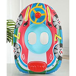 Babyhug Inflatable Swimming Ring - Pink & Red| For 3+ years Boys & Girls| Durable Vinyl Pool Float| Swimming Ride On with Steering Wheel