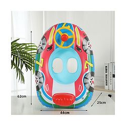 Babyhug Inflatable Swimming Ring - Pink & Red| For 3+ years Boys & Girls| Durable Vinyl Pool Float| Swimming Ride On with Steering Wheel