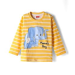 Babyhug 100% Cotton Knit Full Sleeves T-Shirt with Animal Graphic Pack of 3 - Navy Blue Yellow & Light Blue