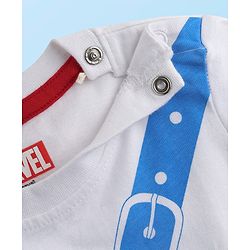 Babyhug Marvel Single Jersey Knit Half Sleeves T-Shirt with Avengers Graphics & Pocket Detailing - White