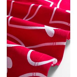 Babyhug Cotton Knit Full Sleeves Frock & Legging With Heart Shaped Sling Bag & Heart Print - Red & White