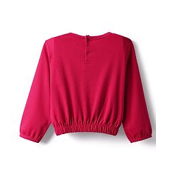 Babyhug Interlock Knit Full Sleeves Top & Trouser Set With Animal Patch - Maroon