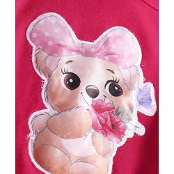 Babyhug Interlock Knit Full Sleeves Top & Trouser Set With Animal Patch - Maroon