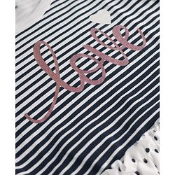 Babyhug Interlock Knit Full Sleeves Striped Top & Trouser Set with Polka Dots Print - Navy Blue & White