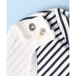 Babyhug Interlock Knit Full Sleeves Striped Top & Trouser Set with Polka Dots Print - Navy Blue & White