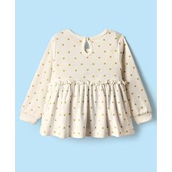 Babyhug Interlock Knit Full Sleeves Top & Lounge Pant Set With Animal Patch & Heart Print - White & Red