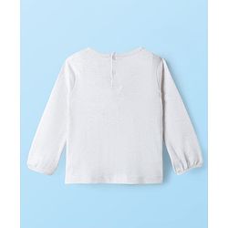 Babyhug Interlock Knit Full Sleeves T-Shirt & Dungaree With Polka Dots & Reindeer Print - White & Red