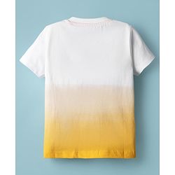 Babyhug Disney Single Jersey Knit Half Sleeves T-Shirt with Lion King Graphic and Ombre Effect - White & Yellow