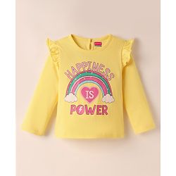 Babyhug 100% Cotton Knit Full Sleeves Striped T-Shirts with Star Polka Dots & Rainbow Print Pack of 3 - Pink Yellow & White