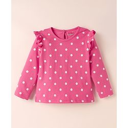 Babyhug 100% Cotton Knit Full Sleeves Striped T-Shirts with Star Polka Dots & Rainbow Print Pack of 3 - Pink Yellow & White