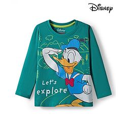 Babyhug Disney Single Jersey Knit Full Sleeves T-Shirt with Front and Back Donald Duck Graphics - Dark Green
