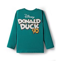 Babyhug Disney Single Jersey Knit Full Sleeves T-Shirt with Front and Back Donald Duck Graphics - Dark Green