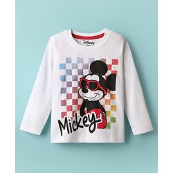 Babyhug Disney Single Jersey Knit Full Sleeves T-Shirt with Mickey Mouse Graphics - White