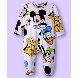 Babyhug Disney 100% Cotton Full Sleeves Footed Sleepsuit With Mickey & Friends Graphic Pack Of 2 - Multi Colour