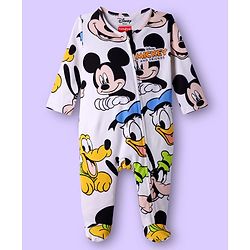 Babyhug Disney 100% Cotton Full Sleeves Footed Sleepsuit With Mickey & Friends Graphic Pack Of 2 - Multi Colour