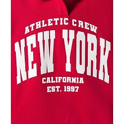 Babyhug Cotton Knit Full Sleeves Overlapped Sweatshirt With New York Print - Red