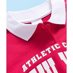Babyhug Cotton Knit Full Sleeves Overlapped Sweatshirt With New York Print - Red