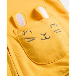 Babyhug Cotton Knit Full Sleeves Hooded Sweatjacket With Rainbow Graphics & Cat Embroidery - Yellow