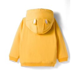 Babyhug Cotton Knit Full Sleeves Hooded Sweatjacket With Rainbow Graphics & Cat Embroidery - Yellow