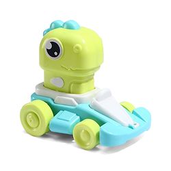 Babyhug Press & Go Dinosaur Toy Car for Kids - Green Battery Free Push & Go Animal Car Toy Motor Skill Development & Fun Play Imaginative Play| Gifting Option BIS Certified