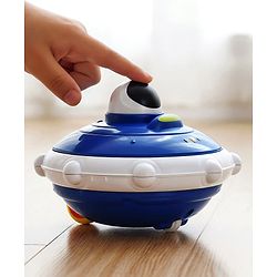 Babyhug Press & Go Spaceship Toy for Kids - Blue| Battery-Free Push & Go Toy| Space-Themed Toy for Motor Skill Development & Fun Play| Imaginative Play| Gifting Option