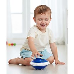 Babyhug Press & Go Spaceship Toy for Kids - Blue| Battery-Free Push & Go Toy| Space-Themed Toy for Motor Skill Development & Fun Play| Imaginative Play| Gifting Option