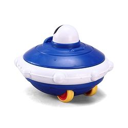 Babyhug Press & Go Spaceship Toy for Kids - Blue| Battery-Free Push & Go Toy| Space-Themed Toy for Motor Skill Development & Fun Play| Imaginative Play| Gifting Option