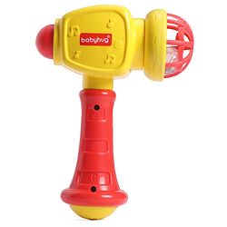 Babyhug Hammer Toy for Babies with Rattle Sound  Yellow| ABS Plastic Baby Activity Toy| Improves Motor Skills & Sensory Development| Easy Grip Manual Hammer Toy| Toddler Gifting Option